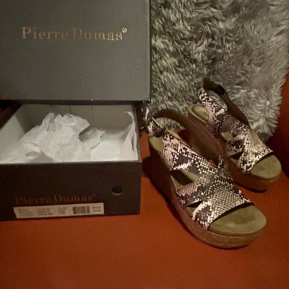 Pierre Dumas (6.5) snakeskin wedges with buckle strap on heel for adjustments - Picture 2 of 3